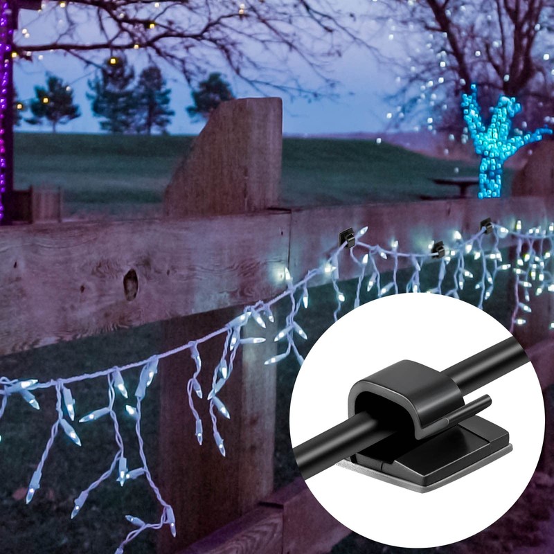 Maitys 60 Pieces Outdoor Cable Clips Christmas Adhesive Hooks Cable