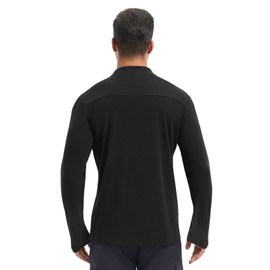 baleaf Men's Long Sleeve Fleece Quarter Zip Pullover Sweatshirt with Zipper Pocket Reflective Strip Running Golf Causal Black XL