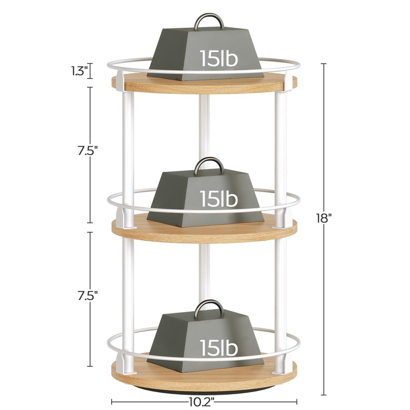 YATINEY 3-Tier Lazy Susan Organizer, Rotating Spice Rack, Spinning Organizer,