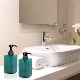 Suream - Paquete de 3 botellas vacías de champú, dispensador de acondicionador rellenable de 15 onzas, 450 ml, para baño, dispensador de líquido reutilizable para fregadero de cocina, lavadero, salón, spa, restaurante, azul