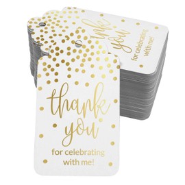 Inkdotpot Gold Foil Paper Hang Tags Thank You For Celebrating With Me Birthday Favor Tags 100 Pieces