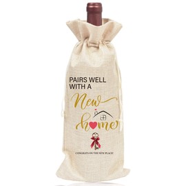 Housewarming Gift Red Wine Bag - Elegant Wine Gift Bags for Housewarming, New Home Housewarming Gift, Perfect Gifts for New Homeowners, Realtor Gift to Clients, Sweet Home Congrats, New Home Gift