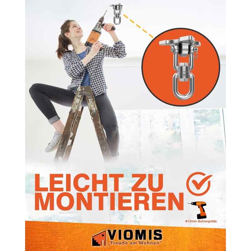 Viomis Stainless Steel Ceiling Hook 360° Rotatable - Universal for