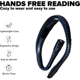 Luz de lectura de cuello en forma de U, brazos doblables recargables para leer en la cama, 3 colores y 5 niveles de brillo, perfecta para acampar y leer por la noche, color negro