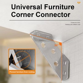 25PCS Universal Stainless Steel Furniture Corner Connector with 40 Screw, Trapeziform Corner Braces Angle Fastener Corner Brackets Corner Brackets for Wood Furniture Furniture Triangle Support Frame
