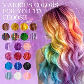 Hersun Glitter Hair Tinsel Kit 20 Colors 6300 Strands 48in With Tools Hair Tinsel Heat Resistant Fairy Hair Highlights Synthetic Hair Bling