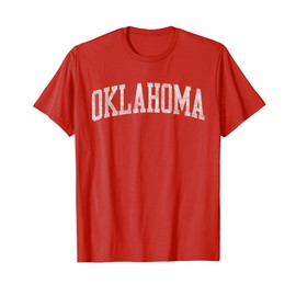 Oklahoma OK Varsity Vintage Athletic Sports Style White Text T-Shirt