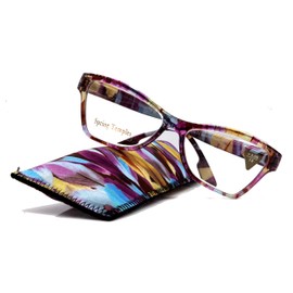 Avian, Premium Reading Glasses, High End Readers +1.25 to +3. Magnifying Glasses, Cat Eye. Optical Frames. Feather Pattern. NY Fifth Avenue