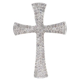 MLEPUS Rhinestone Cross Brooch Pin for Women Gold Silver Glitter Crystal Christian Men Women Faith Religious Cross Star Brooches Lapel Pin Fashion Simple Dress Accessories Jewellery Gifts (silver)