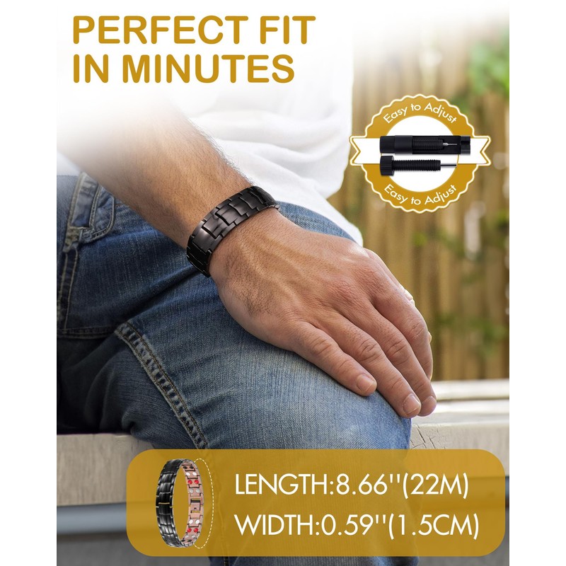 Feraco Copper Bracelet for Men,99.99% Solid Copper Magnetic Therapy Bracelets