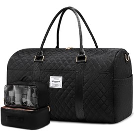 LOVEVOOK Travel Duffle Bag, Weekender Bag for Women with Toiletry Bag, Carry on Overnight Bag with Shoe Compartment,Gym Duffel Bag with Wet Pocket,Mommy Hospital Bags for Labor and Delivery 3Pcs