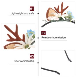 Reindeer Antlers Headband Easter Decorations: Deer Antler Headband for Women, Xmas Deer Ears Headpiece for Wedding Valentines Day Christmas Party Cosplay Easter Costume