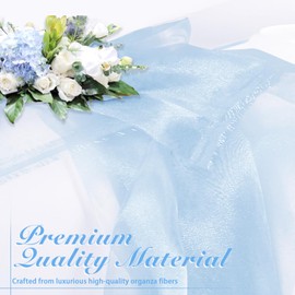 Manyshofu Baby Blue Organza Fabric by The Yard - 60 Inch Wide, 2 Yard Soft Sheer Organza Fabric Silky Organza Tulle Fabric for DIY Wedding Dress Bridal Decorations Fashion Craft