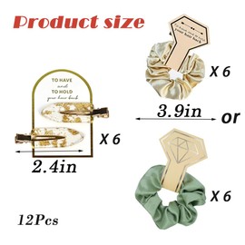 18 Pcs Including Gold Glitter Bridesmaid Hair Clips and Silk Satin Soft Scrunchies,Hair Accessories Bridesmaid Proposal Gifts -Styling Hair Accessories for Bride, Women & Girls (green)