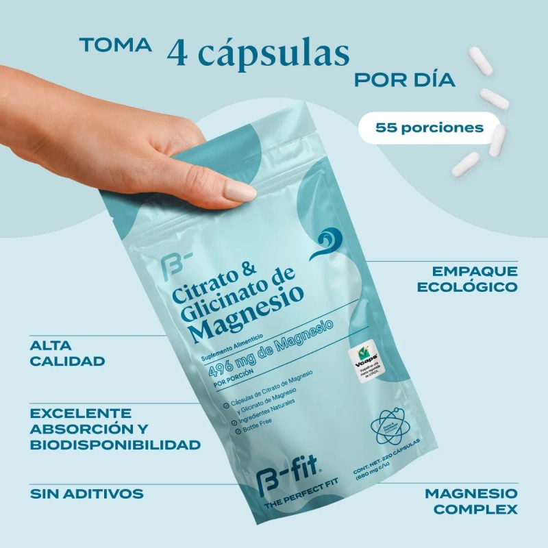 B-fit Citrato Y Glicinato De Magnesio 220 Caps Mag Complex