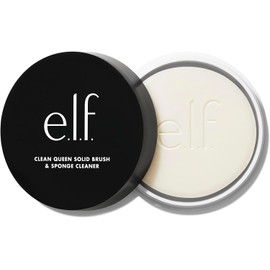 e.l.f. Clean Queen - Limpiador de brochas y esponjas sólidas, limpia brochas y esponjas de maquillaje para la cara y los ojos, fórmula nutritiva, no dañina, vegano y última intervensión de crueldad