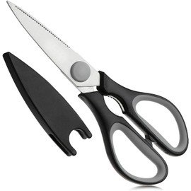 Rainspire Premium Kitchen Scissors All Purpose Heavy Duty Kitchen Shears for Food, Dishwasher Safe, Protective Sheath, Stainless Steel, Black