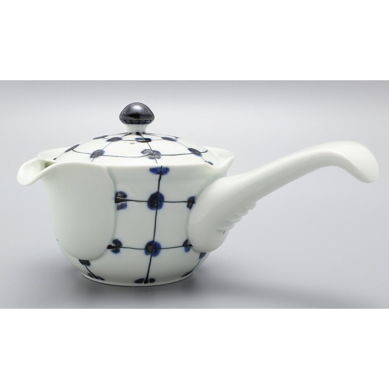 Hasamiyaki 04-069 Fukuho Kiln Point Lattice Teapot (With Ami)