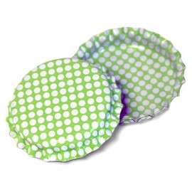 50 Lime Green w/White Polka Dots Bottle Caps Colors Craft Linerless