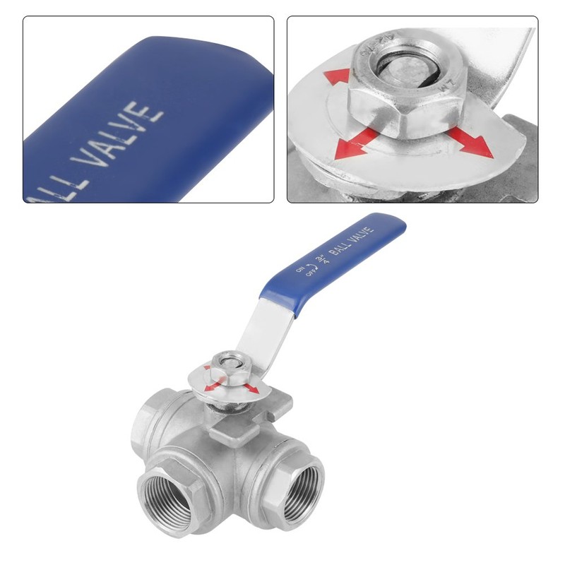 1pc Ball Valve,Stainless Steel SUS304 Pipe Ball Valve Three-Way T-Type