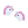 Unicorn Earrings with Sparkly Pink Glitter - 925 Sterling Silver