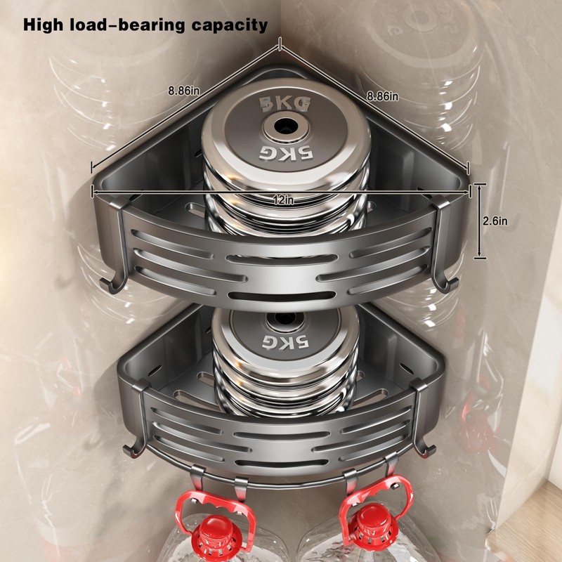 VOLPONE Corner Shower Caddy Adhesive Shower Shelf Corner No Drilling