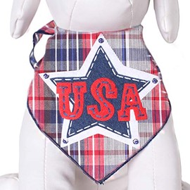 Tail Trends Dog Bandanas for 4th of July Independence Day Applique Designs fits Medium to Large Sized Dogs - 100% Cotton