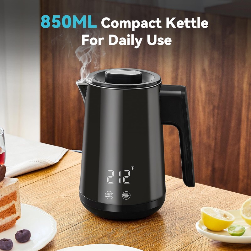 Seehot® 850ml Small Electric Kettle Temperature Control,800W Double Wall Electric
