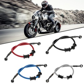 JNNJ Motorcycle Brake Hose, Motorcycle Clutch Brake Hose, Motorcycle Braided Steel Brake Clutch Oil Line, Brake Hose Oil Hose for Bicycle (Black)