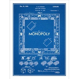 1935 Monopoly Board Game Patent Print Art Poster UNFRAMED Blueprint 18" X 24"