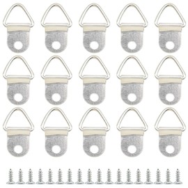 Ruidee 100 Pcs Picture Hanging Kit,Small Triangle Ring Picture Hangers Frame Single Hole Picture Hang with Screws for Hanging Photos Frame Cross Stitch Clock Paintings Mirrors Artwork （Silver/XS）