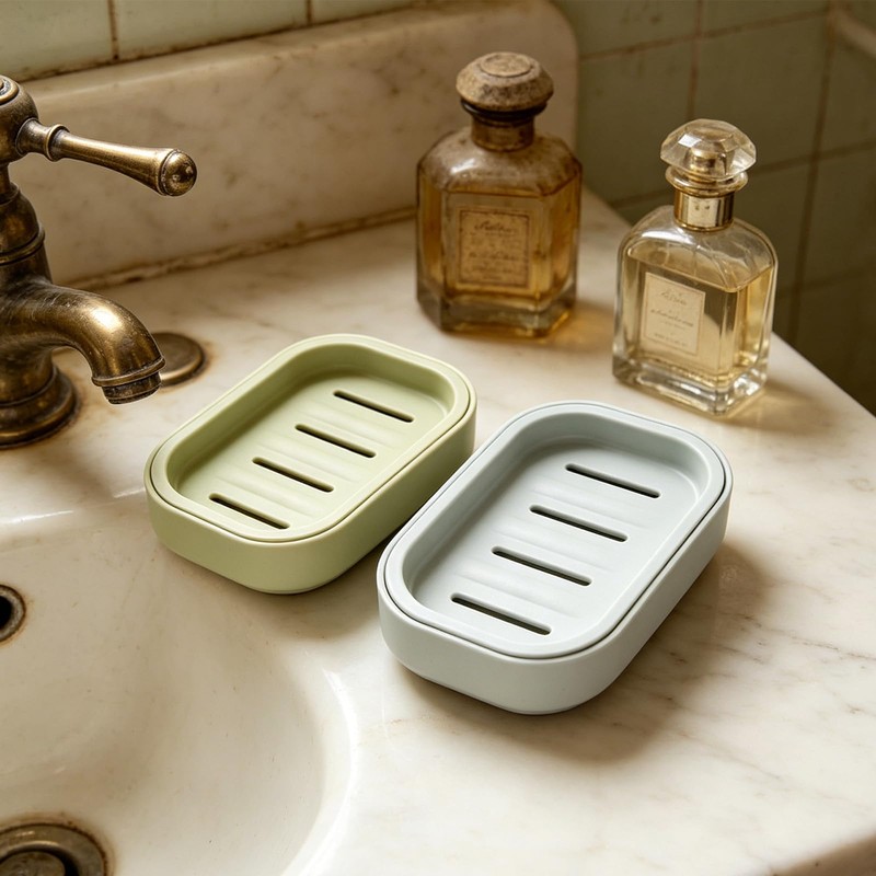 4 Pcs Plastic Soap Dish with Drainage, Portable Shower Soap