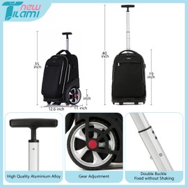 NEW TILAMI 19 Inch Rolling Backpack with Lunch Bags Wheeled Computer Laptop Backpack Bookbag Roller Travel Bag for Women Men, Black