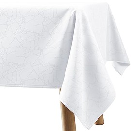 Filumi Tablecloth 120 x 120 cm White Washable for Indoor Outdoor Marble Pattern Manil
