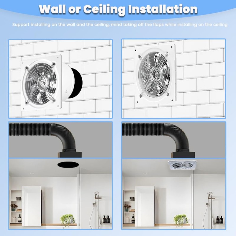 RLOZUI 8 inch Exhaust Fan, 735CFM Wall Mounted Vent Fans,