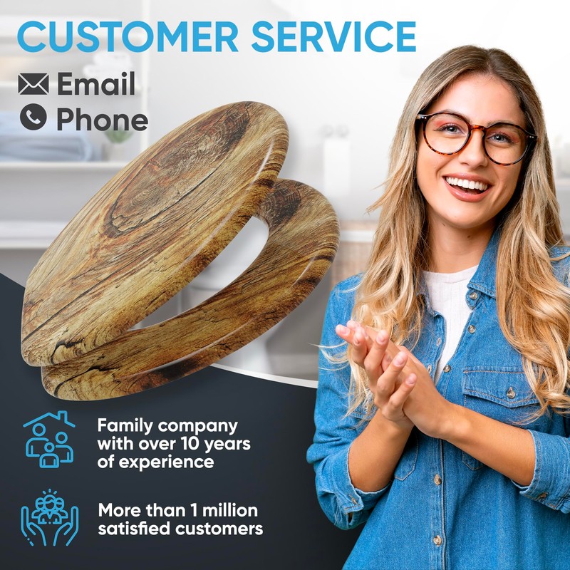 SANILO Wooden Toilet Seat with Soft Close [ROUND] - Decorative,