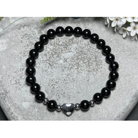 Majas Perlen Turmalin Armband Perlen echt 6mm Herz Edelstahl Silber - Größen 15 bis 17cm passend - Handmade Perlenarmband Rosa Liebe Freundschaft Romantik - Spiritueller Schmuck Damen
