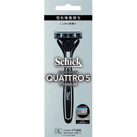 Chic Schick Quattro 5 Titanium Holder (with Blade) + 1 Replacement Blade 5 Blade Razor Shaving German Replacement Blade
