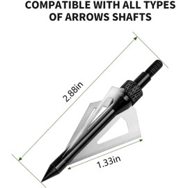 biubiusot Arrowheads Pack of 12 Arrowheads 125 Grains Hunting Tips 3 Blades Adult Hunting Arrows with Hunting Tips Box