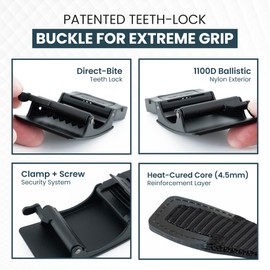 2ND AMEN Black Tactical Belt for Men - Military Hiking Nylon Gun Belt, Perfect Battle Belt for Men, 1.5" EDC Belt for Everyday Use, Ultimate 900D Cut to Size Gun Belts for Men