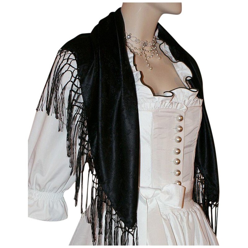 Silk cloth black dirndl costume cloth 75 x 75 cm