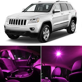 LEDpartsNow Interior LED Lights Replacement for Jeep Grand Cherokee 2011-2014 Pink Accessories Package Kit (11 Pieces)