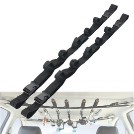YULIAO 2 Pieces Car Fishing Rod Holder Straps, Fishing Rod Holder for Car, Rod Holder for Car, Fishing Rod Holder for Vehicle, Truck, SUV, Estate, Transporter, Adjustable (5 Holes)