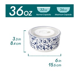 vancasso 36 Oz Mixing Bowls with Lids Set of 4,Ceramic Serving Bowls,Porcelain Bowls with Lids for Food Storage, Mixing Bowls for Kitchen, Microwave & Dishwasher Safe,Series SELENE (4PCS)