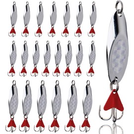 Fishing Lure Spoon Metal Lure Bait Jig Treble Hooks Spinners Artificial Hard Lure Split Rings for Trout 40g - 5pcs