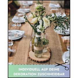 Grubly Jute Table Runner, Vintage, Wedding Table Decoration, Rustic, Jute Ribbon, Lace, Burlap Fabric, Beige, for Crafts, Decorative Fabric, Linen, 30 x 10 m Roll