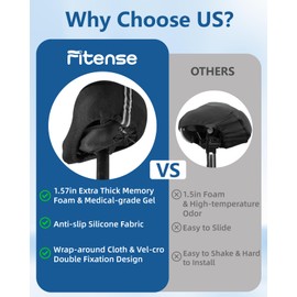 Fitense Bike Seat Cushion, Gel Padded Bike Seat Cover for Men Women, Extra Soft Exercise Bicycle Cushion Fit for Peloton, Spin Stationary Exercise, Cycling Bike with Adjustable Vel-co Secure, Red