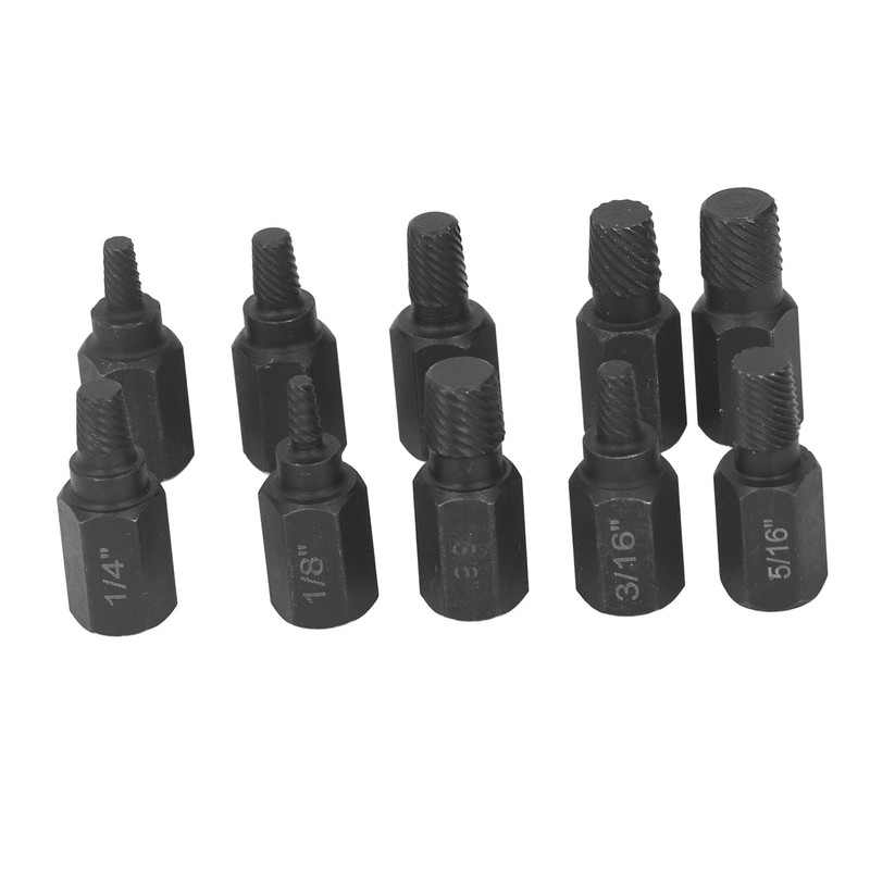 10Pcs Broken Screw Extractor Set 1/4 7/32 3/16 5/32 1/8
