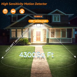 HGGH Motion Sensor Outdoor Lights – Flood Lights Outdoor Security Light, LED Floodlights IP65 Waterproof 6000K 38W 4200LM with 3 Adjustable Heads, Exterior Light for House, Backyard, Porch