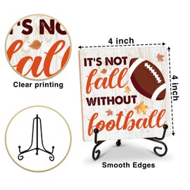 Fall Decor - Thanksgiving Gifts for Women Men Friends - Autumn Football Wood Plaque with Stand - Thanksgiving Decorations for Home Living Room Party Favor Supplies (28)
